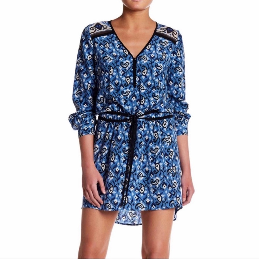 Veronica Beard Venice V-Neck Tie Waist Dress
